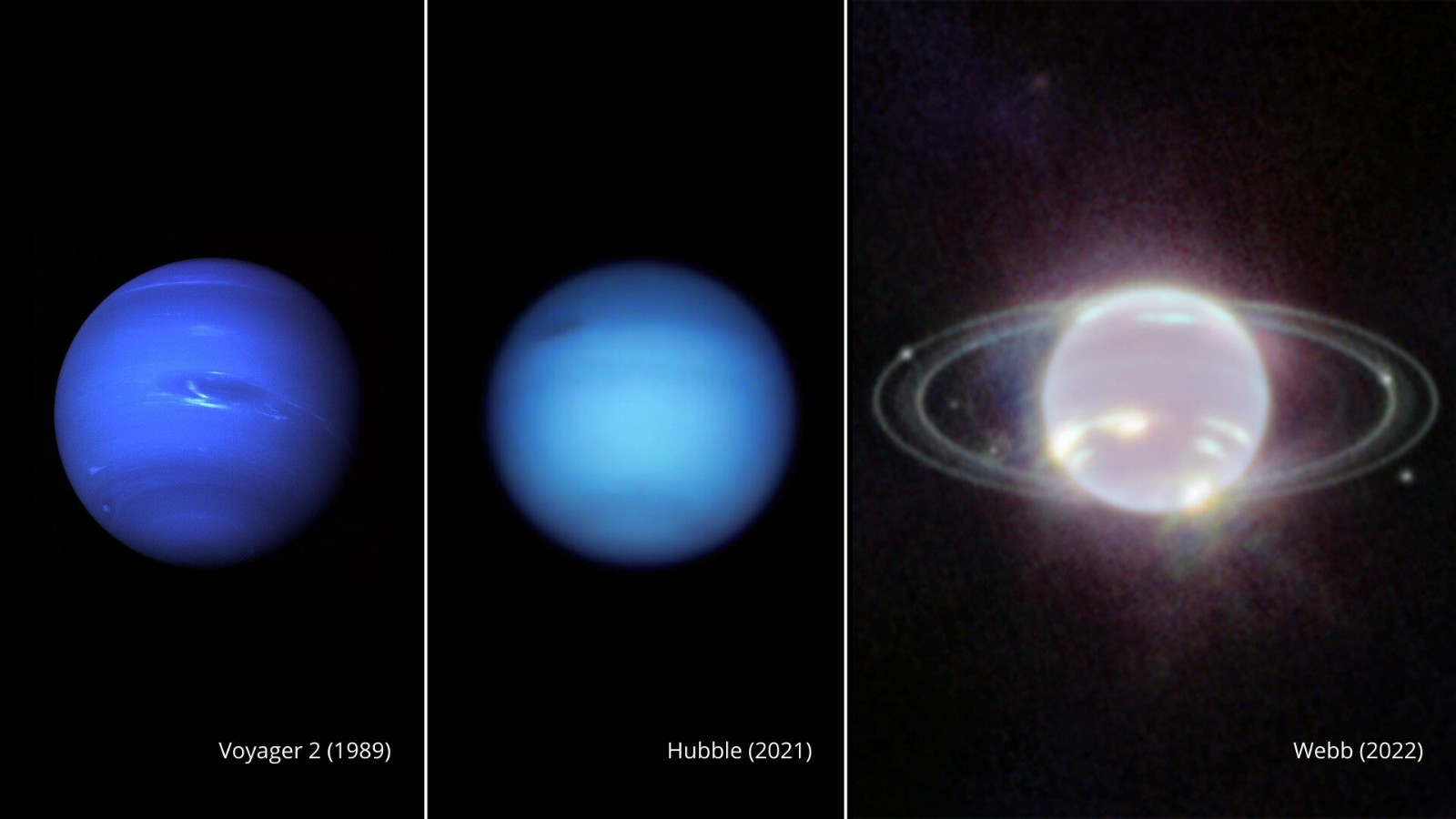 Нептун и кольца сияют на фотографиях от нового космического телескопа