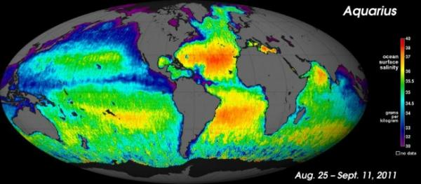 НАСА составили карту солености океанов Земли