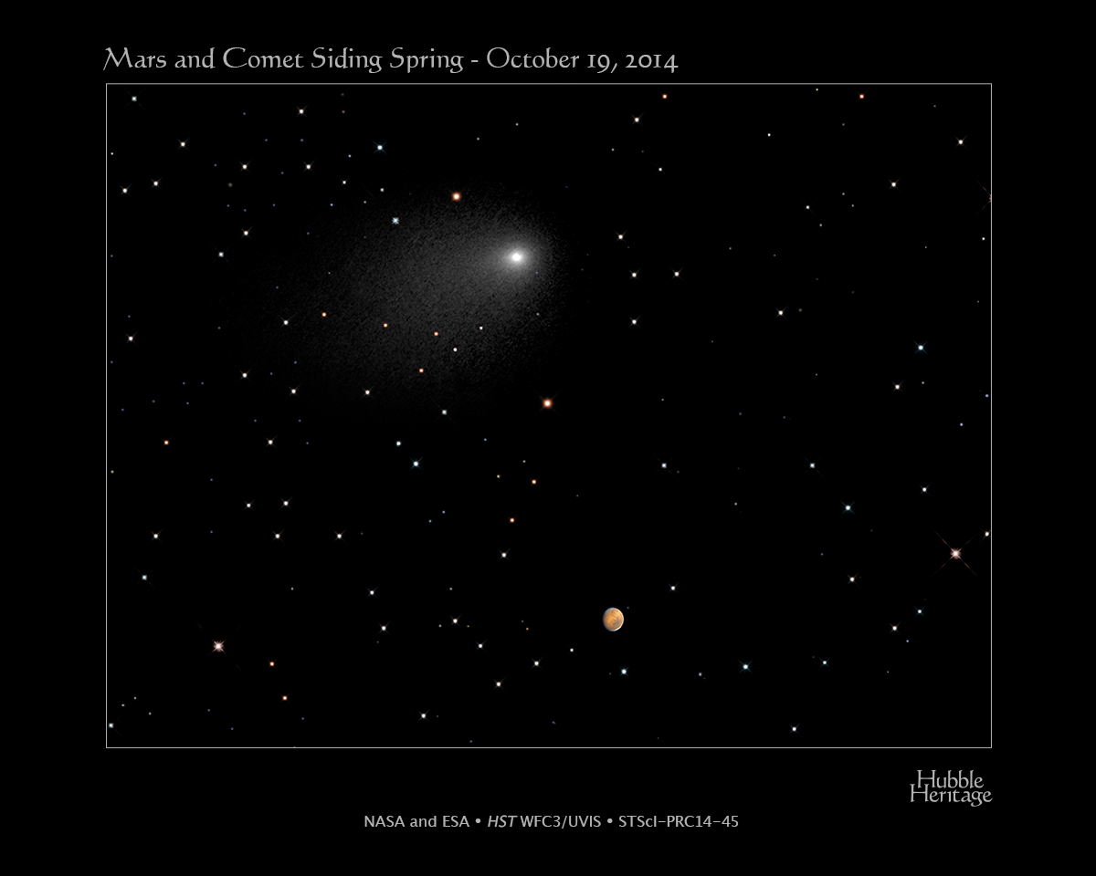 Хаббл сфотографировал комету Сайдинг-Спринг возле Марса