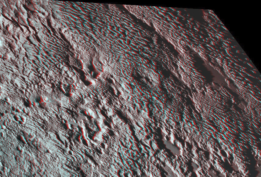 Изрезанный ландшафт Плутона в 3D