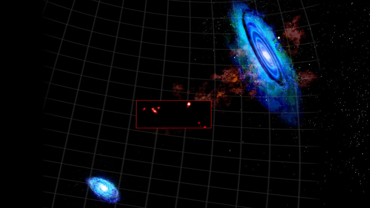 Необычное взаимодействие между двумя соседними галактиками