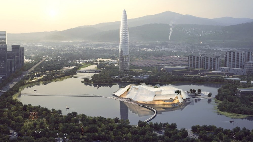 Проект нового театра на берегу реки в Китае