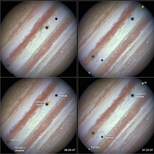 Хаббл сделал фотографии сразу трех лун Юпитера