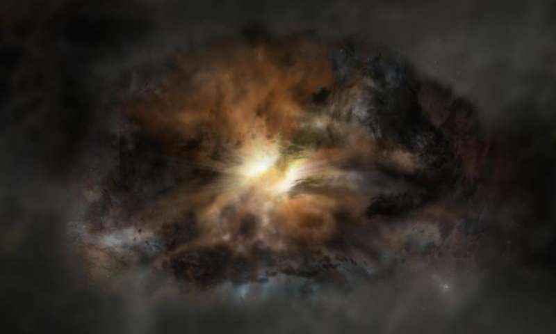 Турбулентное рождение «самой яркой галактики» во Вселенной