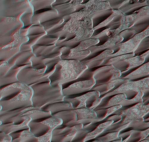 Трёхмерное изображение песчаных марсианских дюн