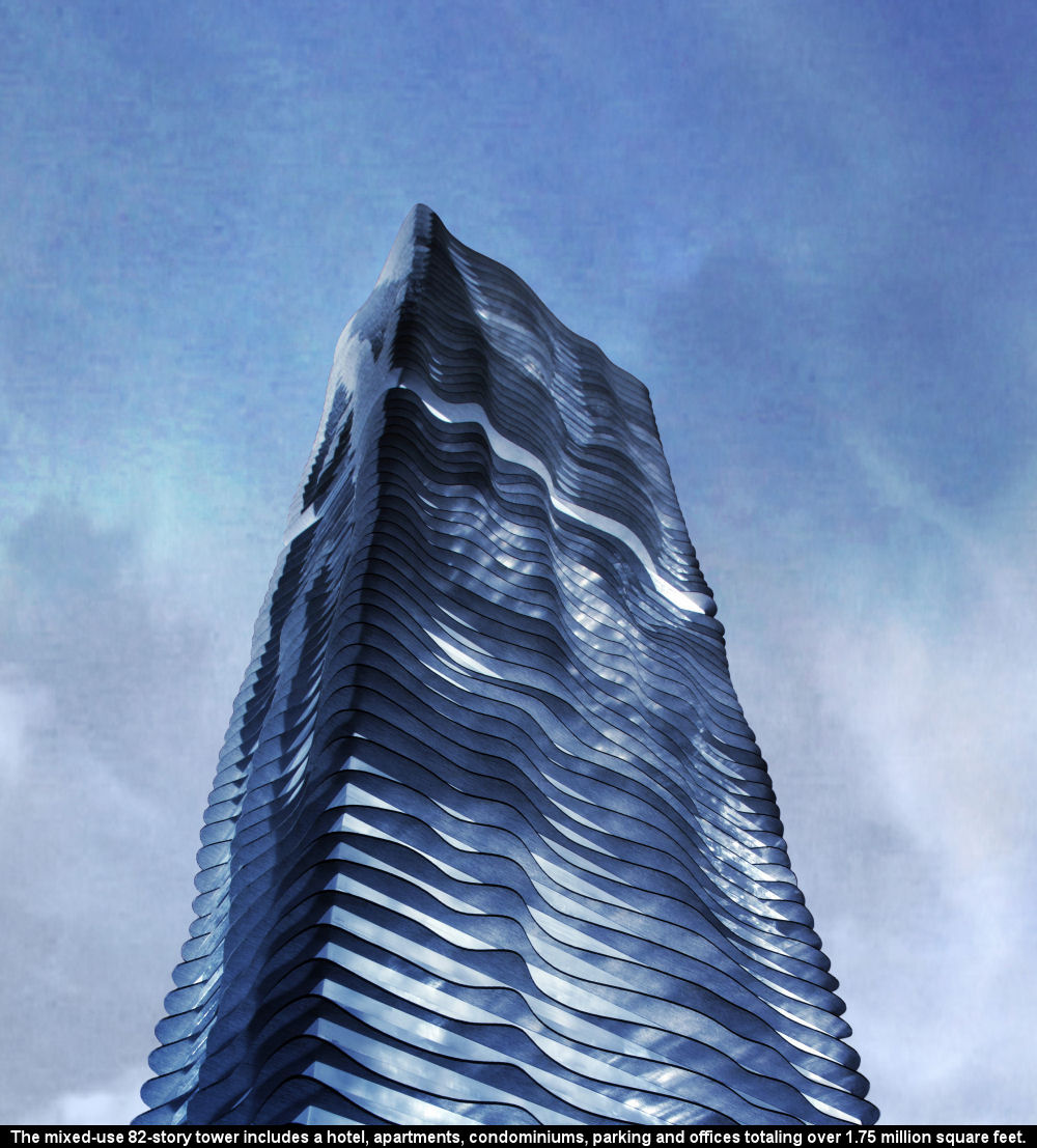 Проект башни Aqua Tower от Studio Gang Architects в Чикаго