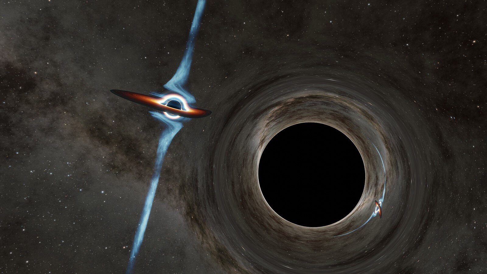 Колоссальные черные дыры застыли в танце в сердце галактики
